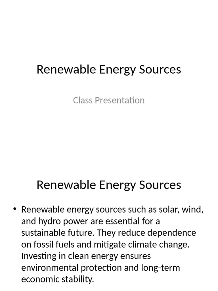 Essential Renewable Energy Sources | PDF