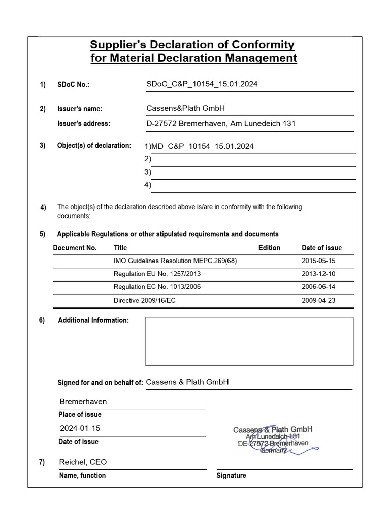 SDoC - C-P - 10024 - Reflecta 1 - 02-12-2021 | PDF