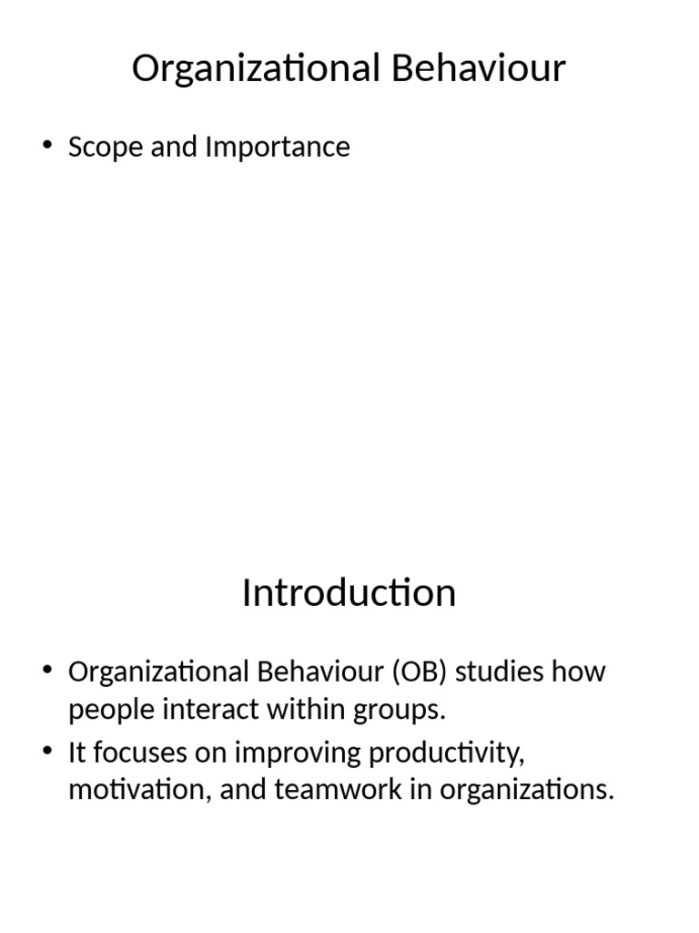 Scope and Importance of Organizational Behaviour | PDF