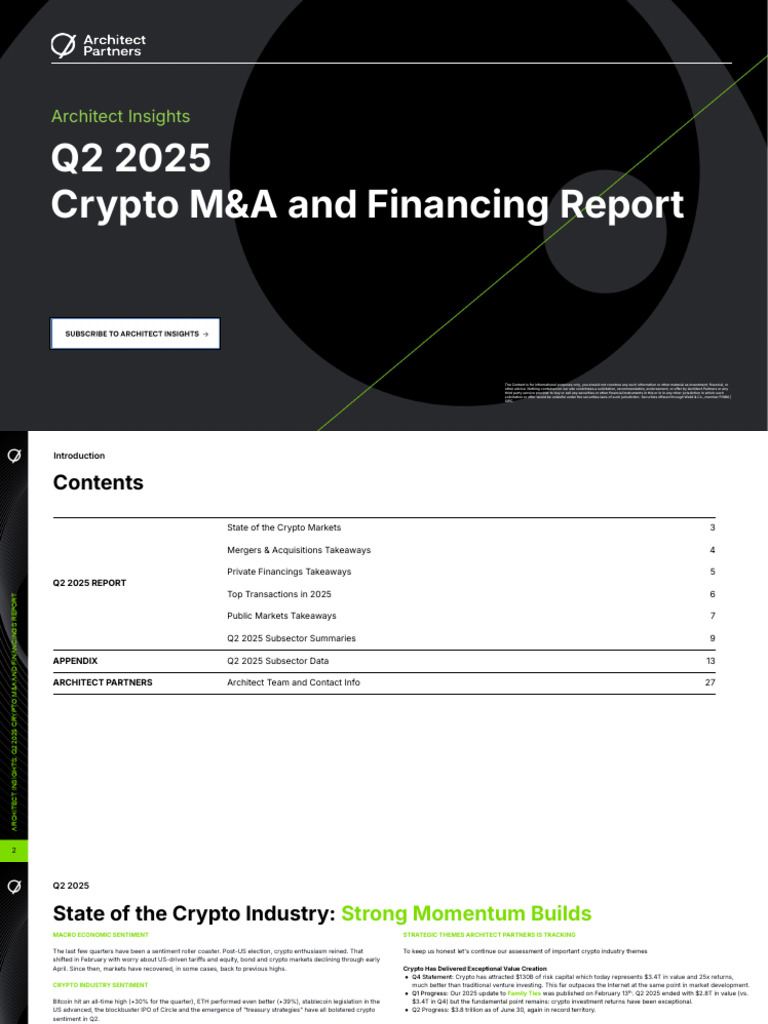Q2 2025 Crypto MA and Financing Report | PDF | Mergers And Acquisitions |  Cryptocurrency