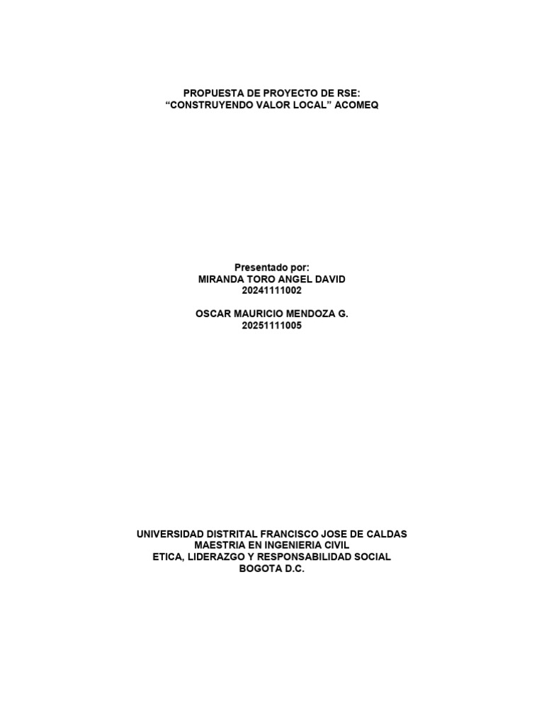 Proyecto RSE ACOMEQ: Valor Local Sostenible | PDF | Sustentabilidad ...