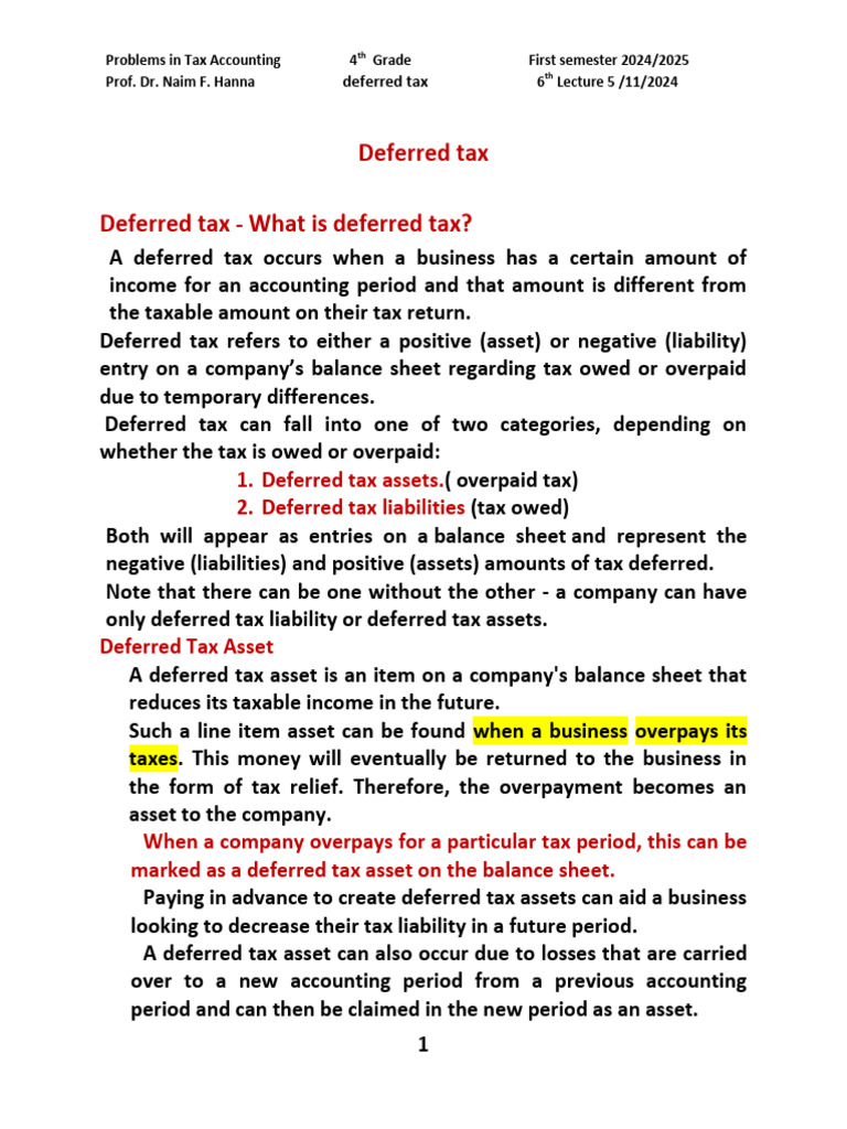 Understanding Deferred Tax Accounting | PDF | Deferred Tax | Taxes