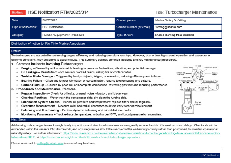RTM - 2025 - 014 - HSE Share - Turbocharger Maintenance | PDF ...
