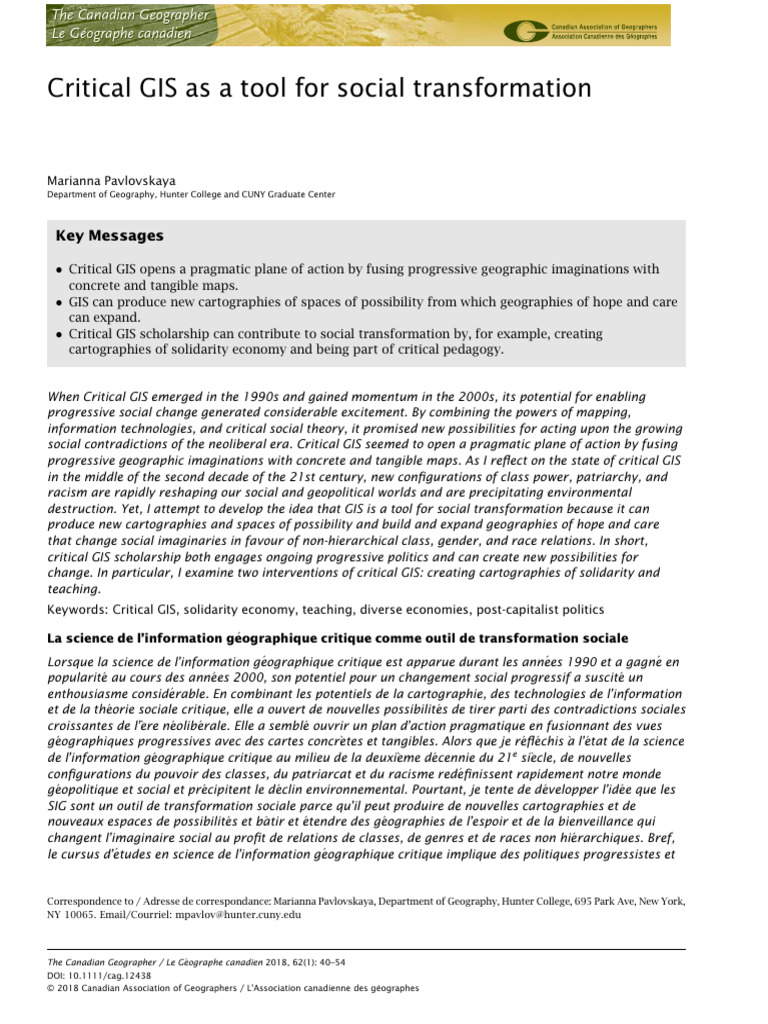 Critical GIS for Social Change | PDF | Geographic Information System