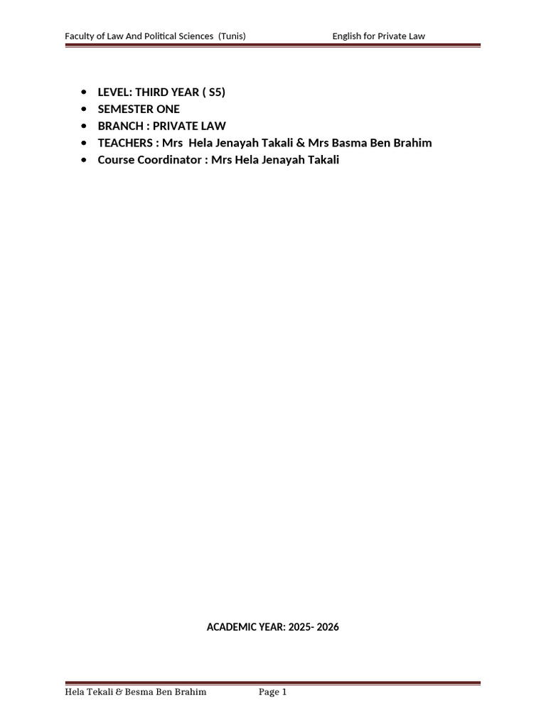 English For Private Law 2025 2026 | PDF | Corporations | Intellectual ...