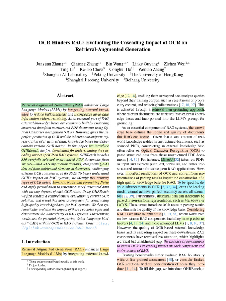 OCR's Impact on RAG Systems Evaluated | PDF | Optical Character ...