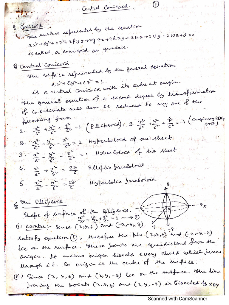 Central Conicoid 1 | PDF