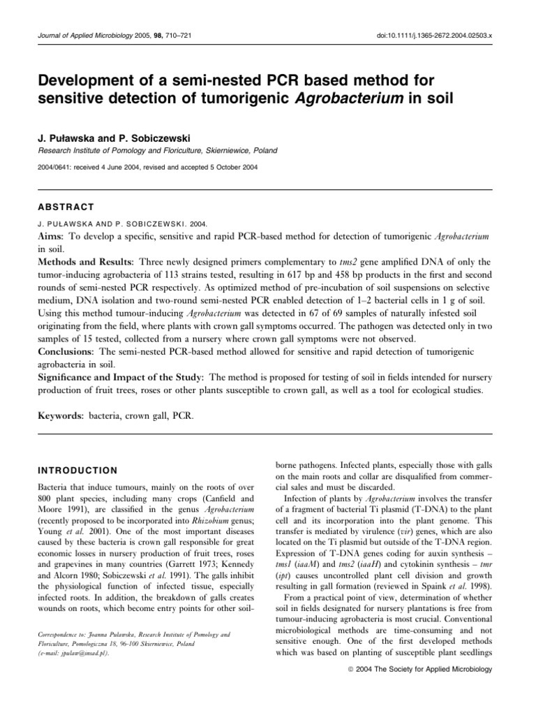 Pulawska - Development of A Semi-Nested PCR Based Method | PDF ...
