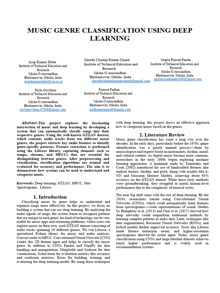 Music Genre Classification with Deep Learning | PDF | Deep Learning ...