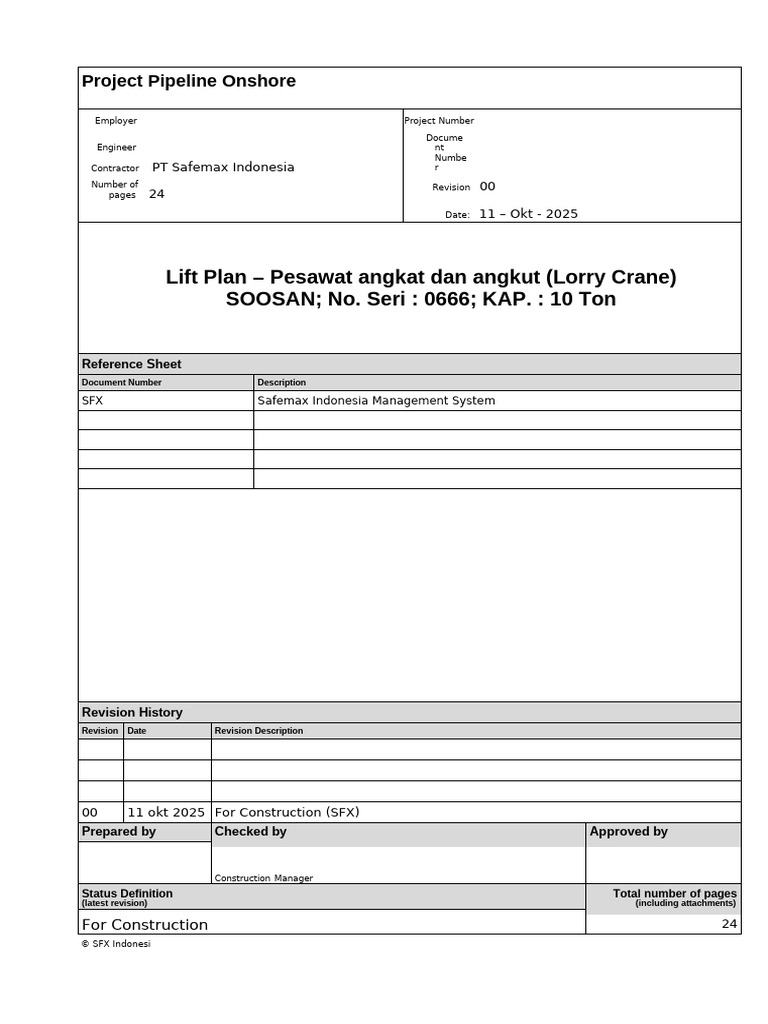 Lifting Plan Contoh SFX | PDF | Crane (Machine)