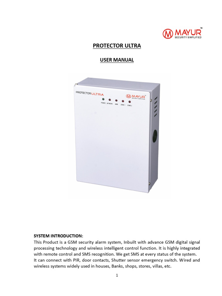 Protector Ultra GSM Alarm System | PDF | Security Alarm