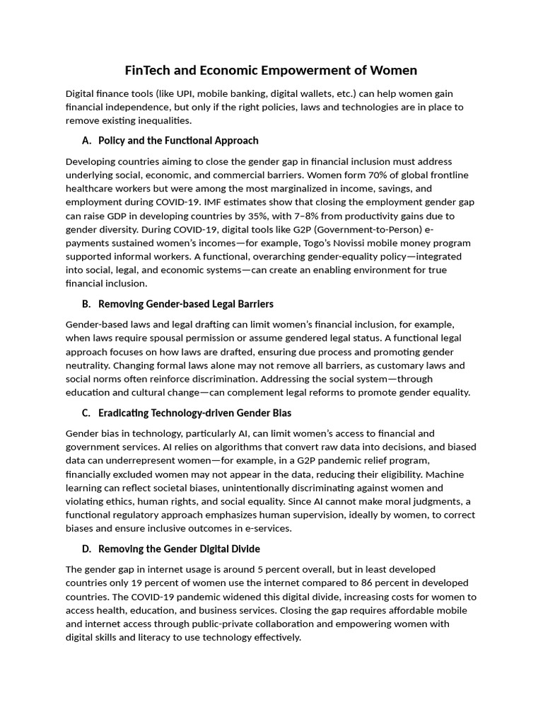 Empowering Women Through FinTech Solutions | PDF | Financial Inclusion ...