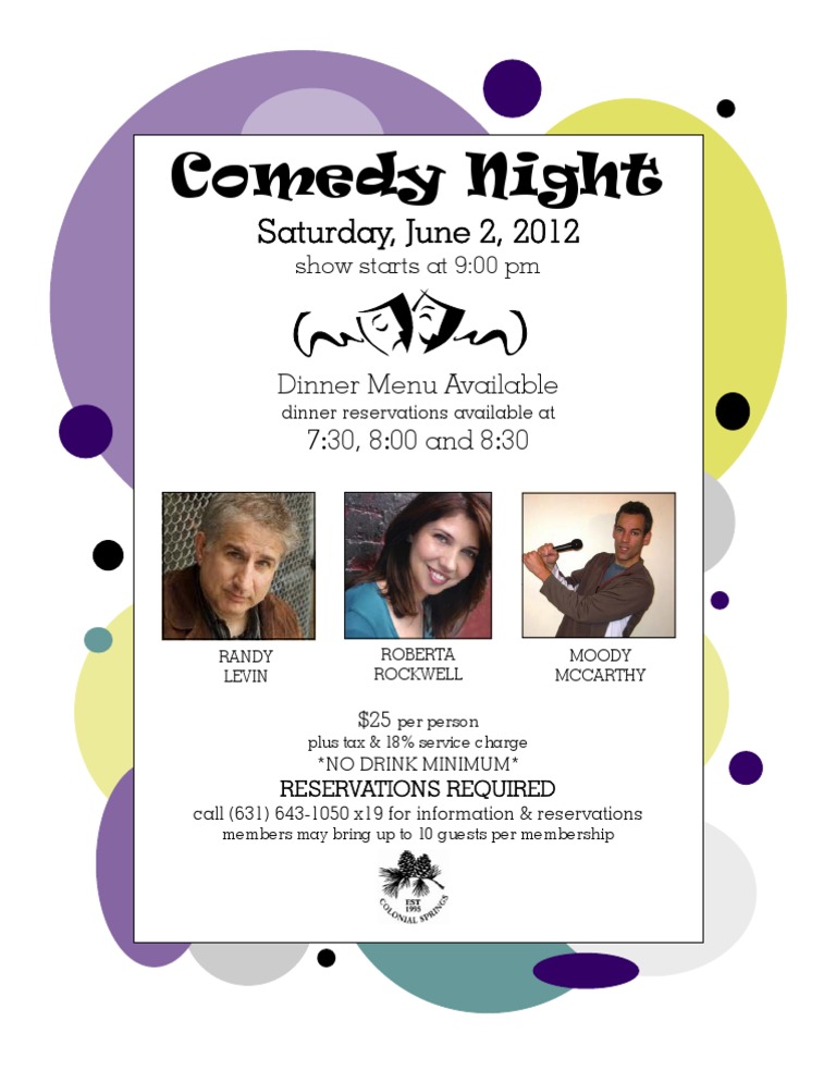 Comedy Night with Dinner Reservations | PDF