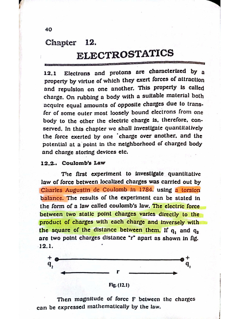 Chap 12 Electrostatics | PDF