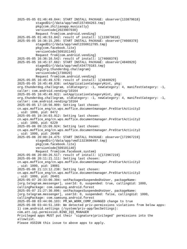 App Installation Logs and Events | PDF | Android (Operating System ...