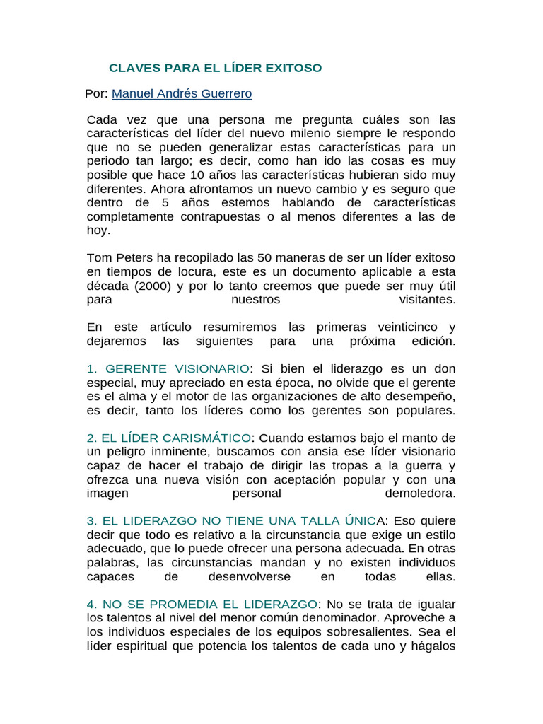 Claves para El Líder Exitoso | PDF | Liderazgo | Creatividad