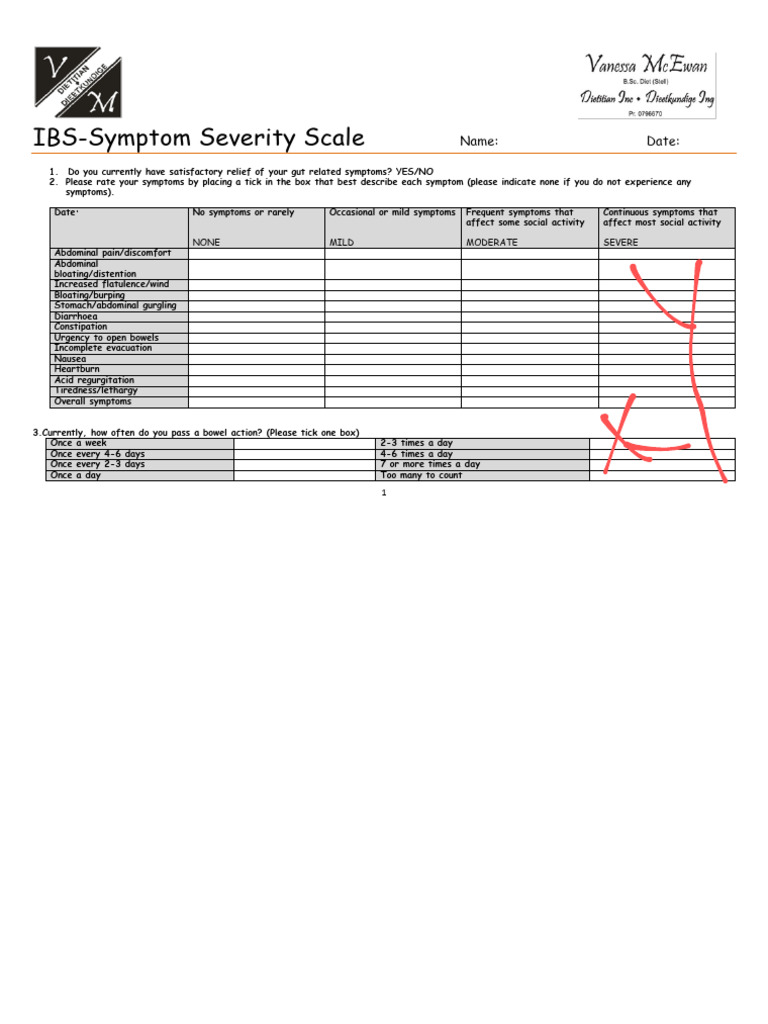 IBS Symptom Severity Assessment Tool | PDF