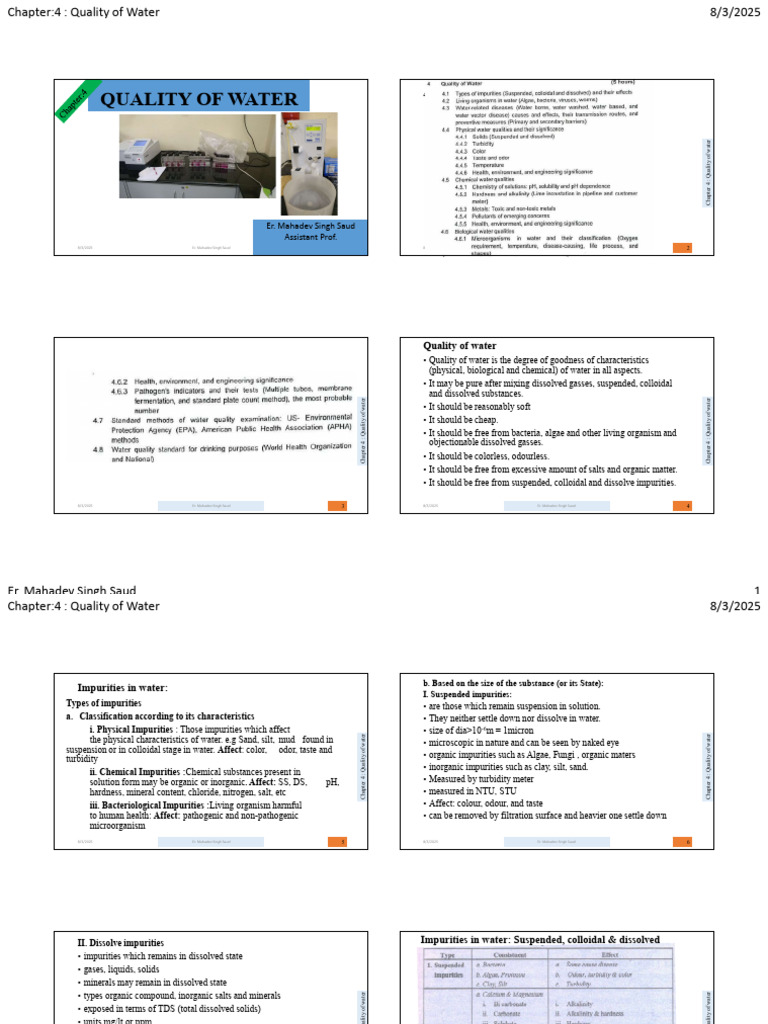 Water Quality Analysis and Impurities | PDF | Alkalinity | Bacteria