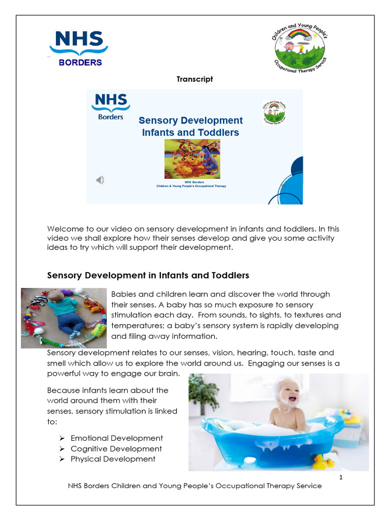Sensory Development Activities for Infants | PDF | Senses | Odor