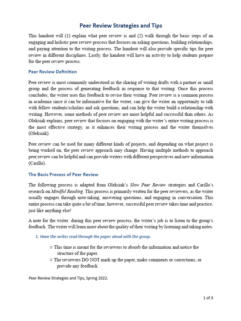 Peer Review Strategies and Tips | PDF | Peer Review | Communication