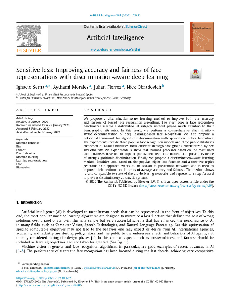 Sensitive Loss - Improving Accuracy and Fairness of Face | PDF ...