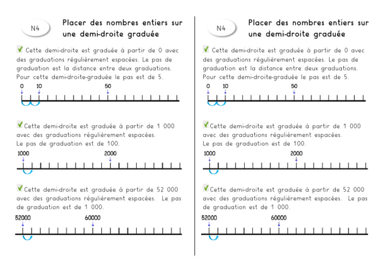 N4 Placer Des Nombres Sur Une Demi-Droite Graduée | PDF