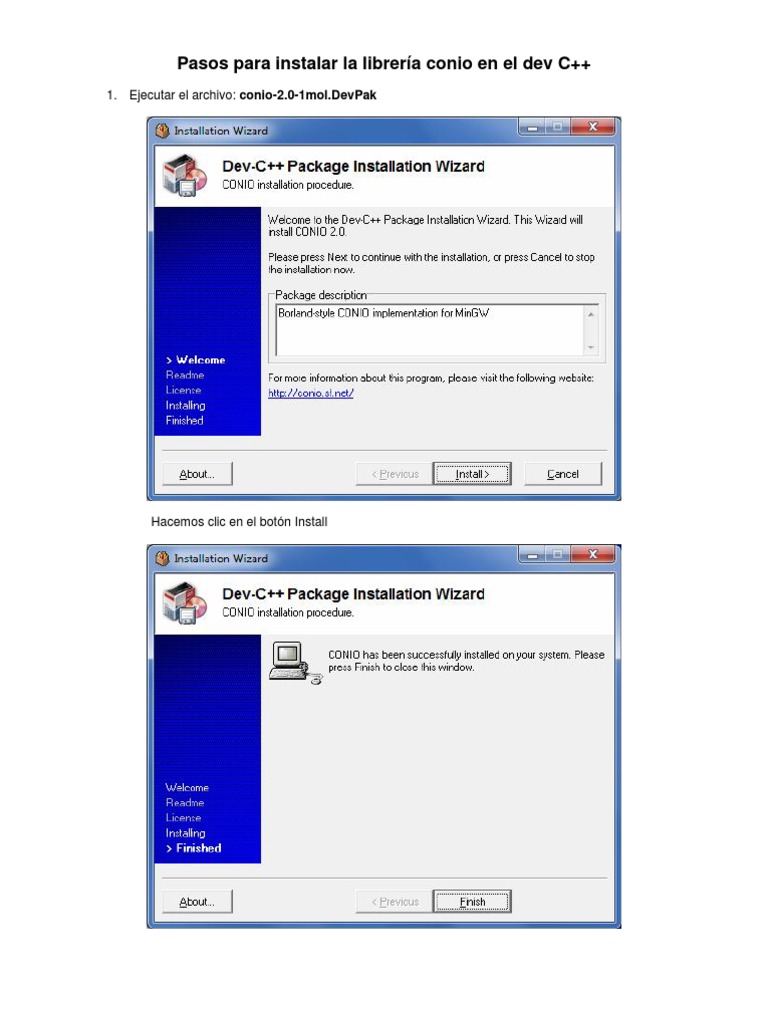Instalación de conio en Dev C++ | PDF