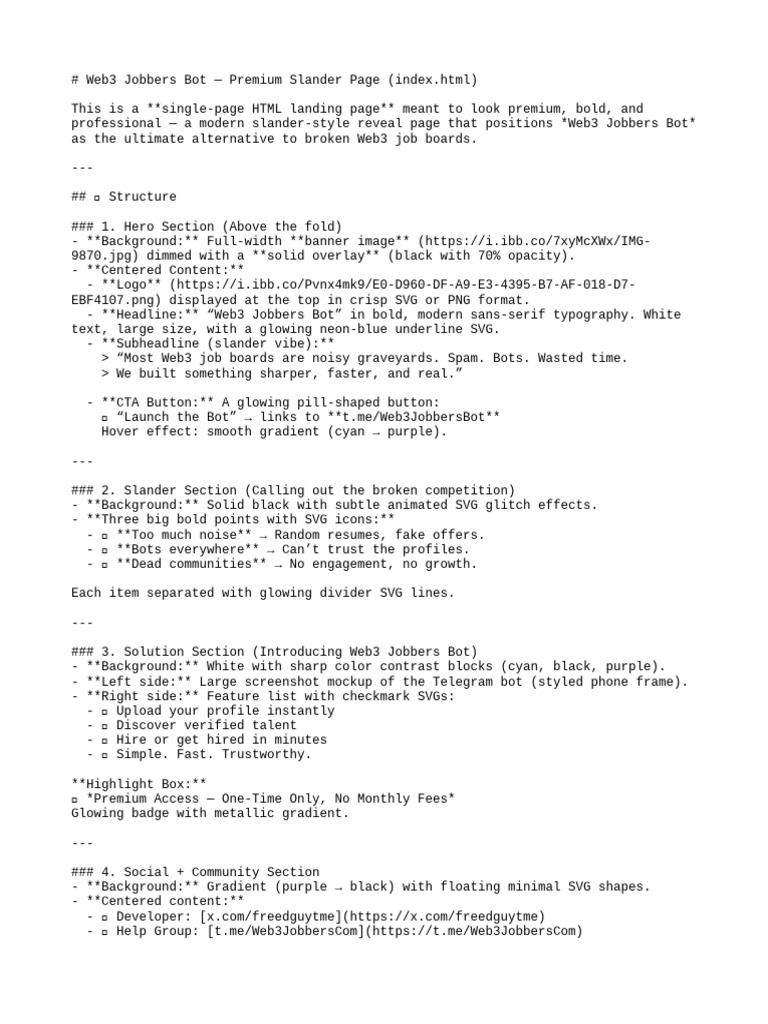 Web3 Jobbers Bot Slander Page | PDF