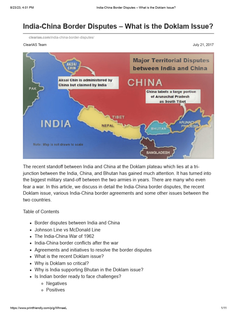 India-China Doklam Border Dispute Explained | PDF | International ...