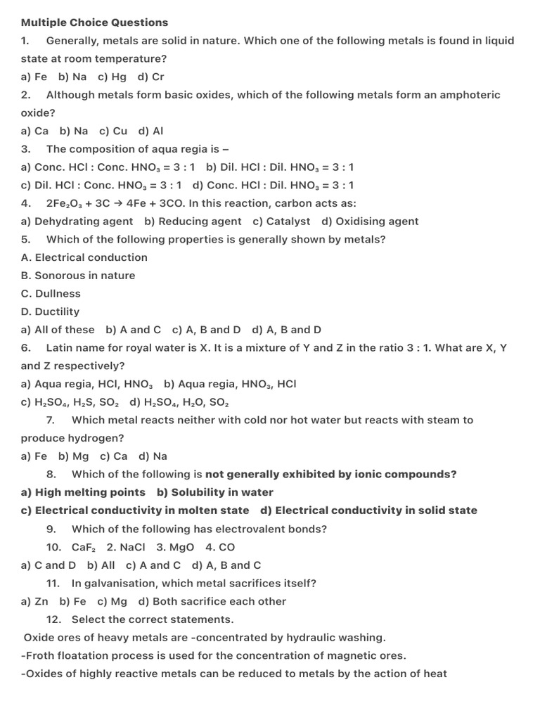 Vacationmultiplechoicequestions 8 HSM 1 HT 9 NH | PDF | Magnesium | Metals
