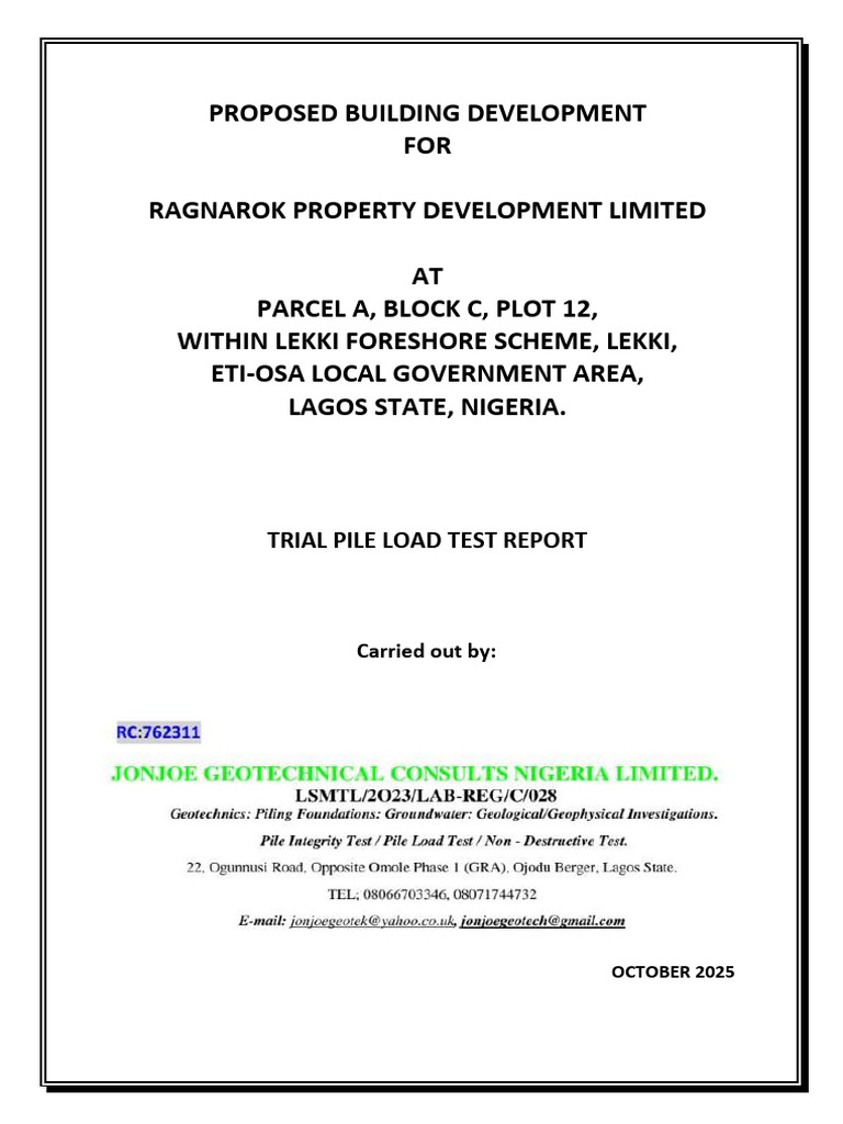 Pile Load Test Report For The Proposed Building Development For ...