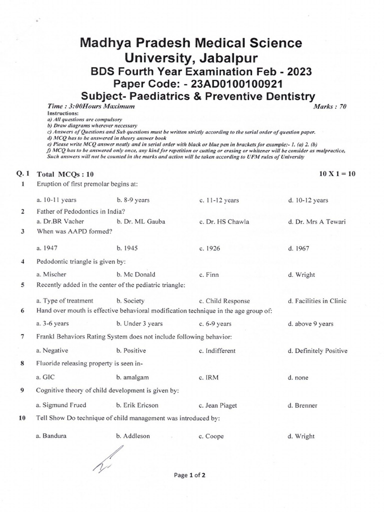 BDS 4TH Year Feb 23 23ad0100100921 | PDF
