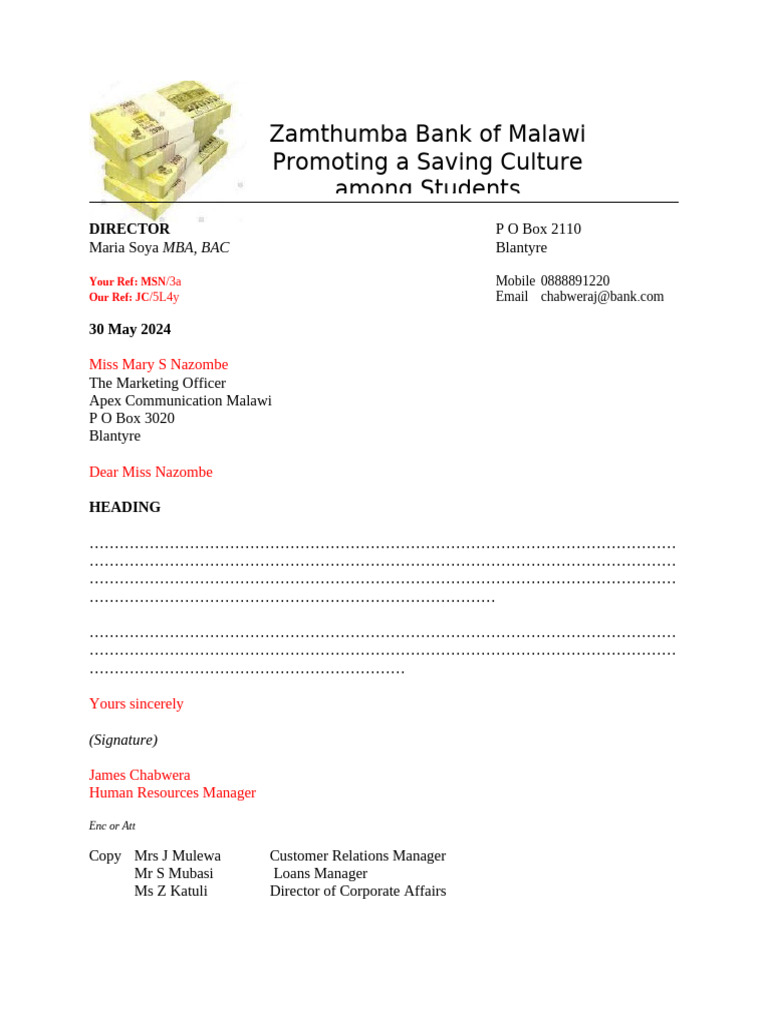 Layout For Letter of Response - Semi Blocked Style | PDF