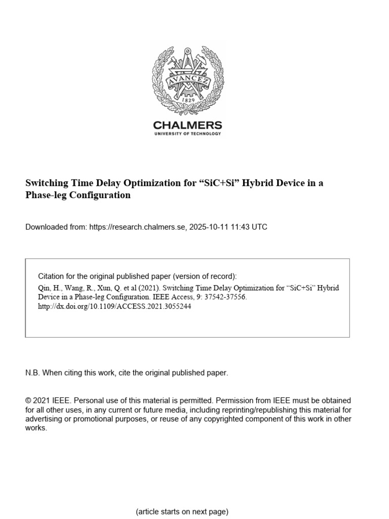 SiC+Si Hybrid Device Delay Optimization | PDF | Mosfet | Power Electronics