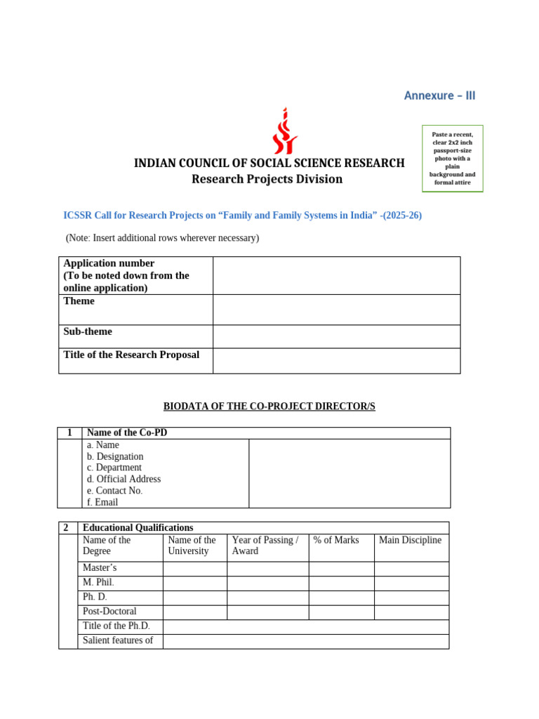 ICSSR Research Proposal Guidelines 2025-26 | PDF | Doctor Of Philosophy