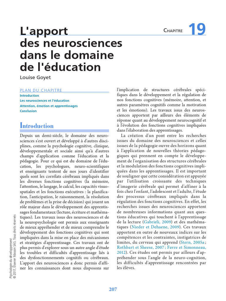 Neurosciences et apprentissage : lien clé | PDF | Cerveau | Motivant