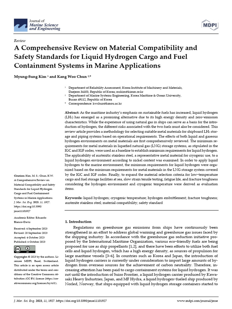 Liquid Hydrogen Safety in Marine Systems | PDF | Stainless Steel | Steel