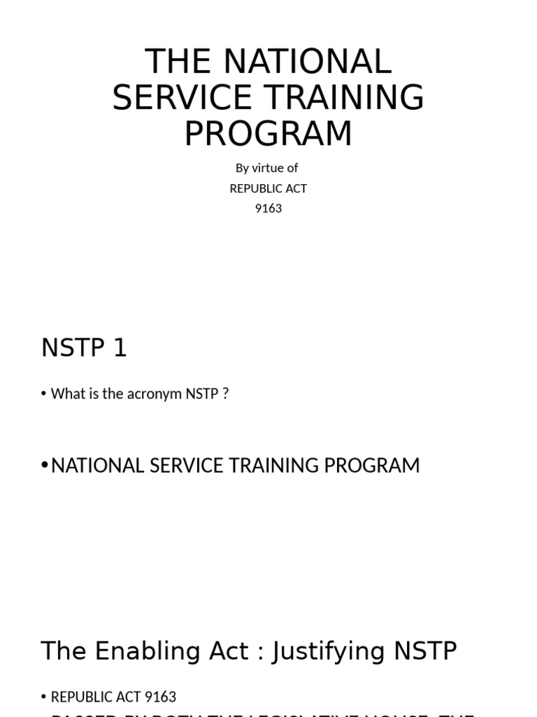 Overview of the National Service Training Program | PDF