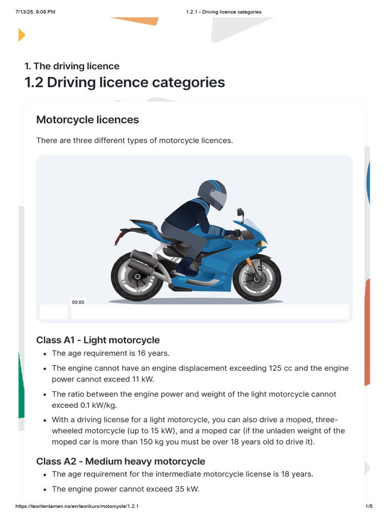 Motorcycle License Categories Explained | PDF | Driver's License ...