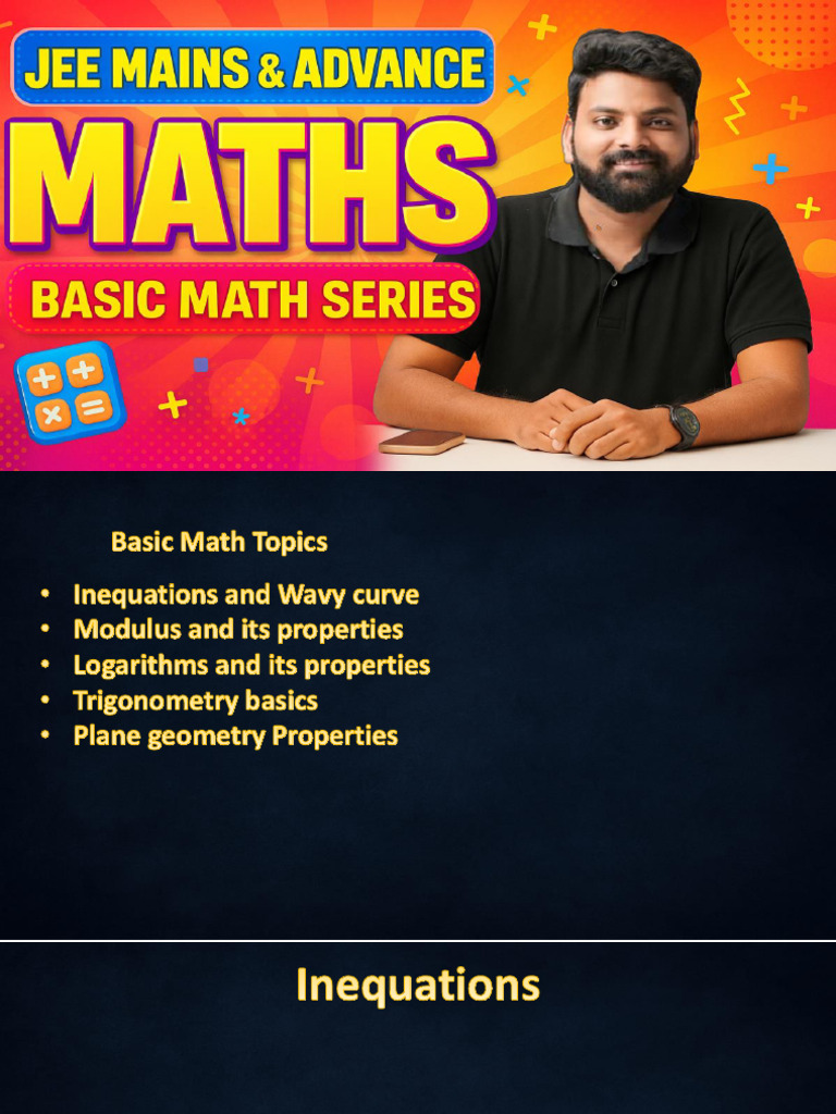 IIT JEE Basic Maths Inequations Guide | PDF