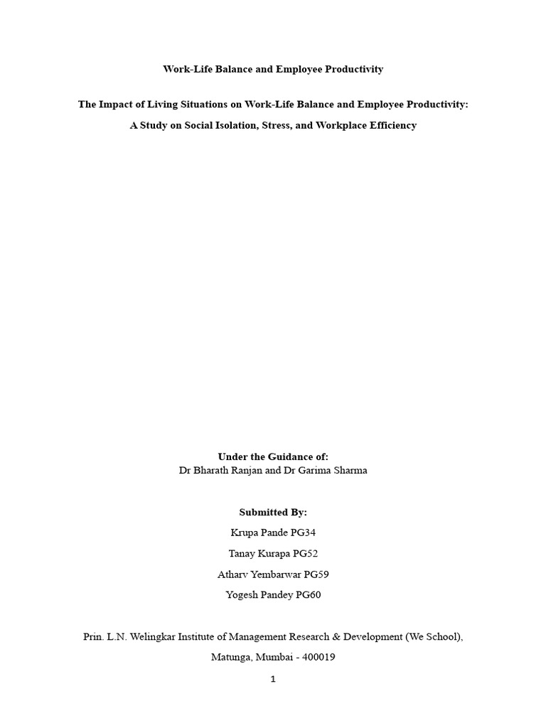 Group 19 Worklife Balance & Employee Productivity | PDF | Employee ...