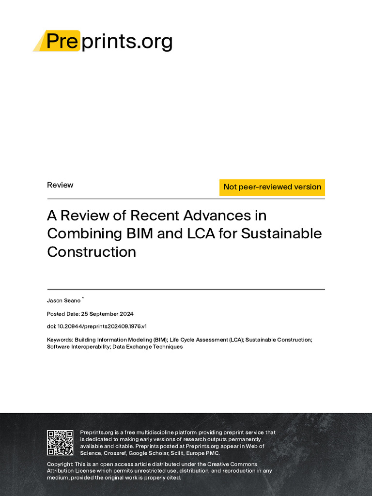 A Review of Recent Advances in Combining BIM and L | PDF | Life Cycle ...