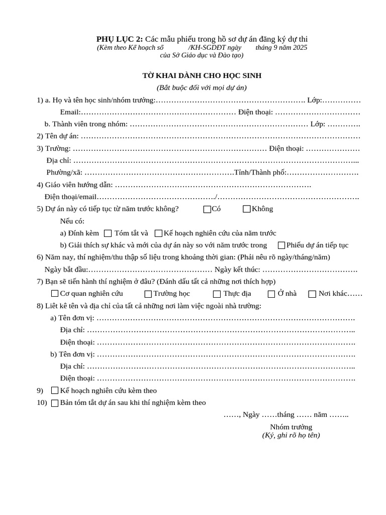 Phu Luc II Cac Mau Phieu | PDF