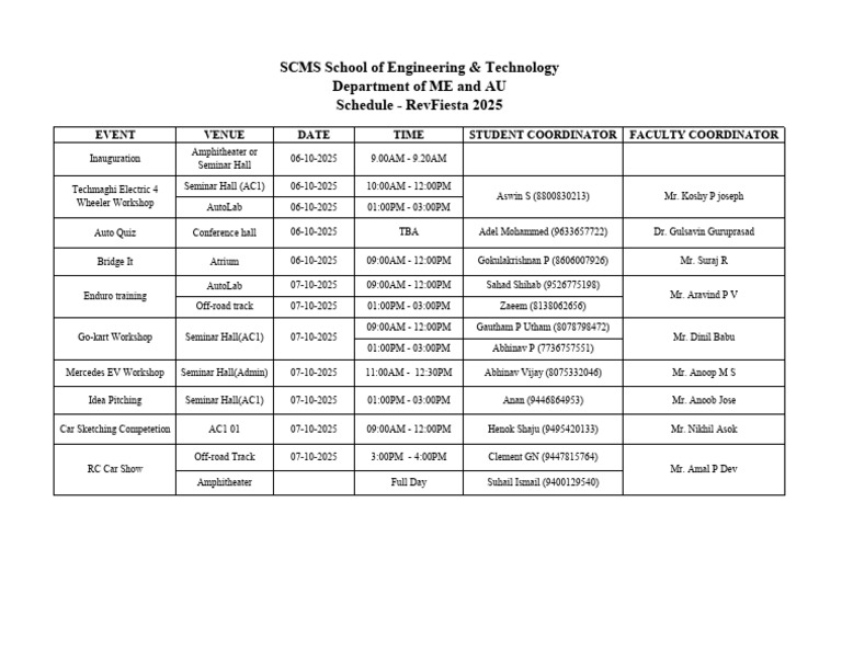 RevFiesta 2025 Event Schedule | PDF