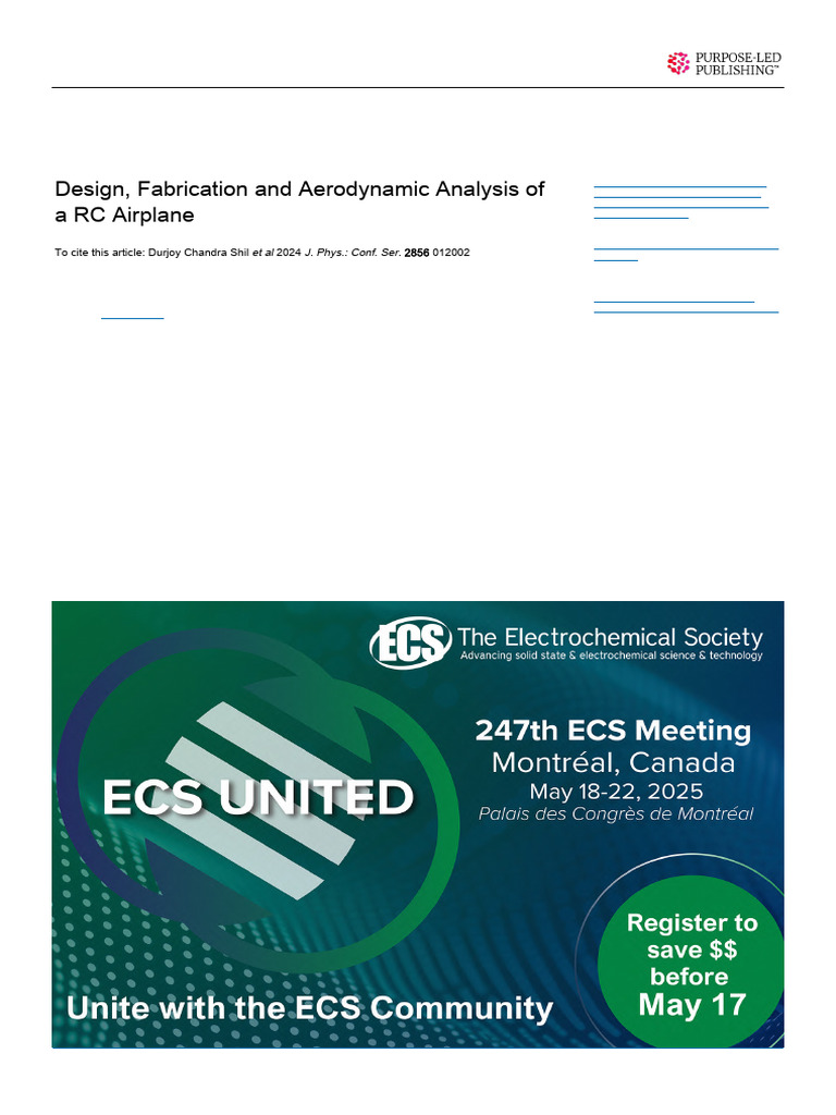 RC Airplane Design and Aerodynamics Analysis | PDF | Lift (Force) | Airfoil
