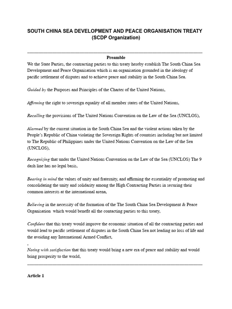 South China Sea Development and Peace Organisation Treaty PDF