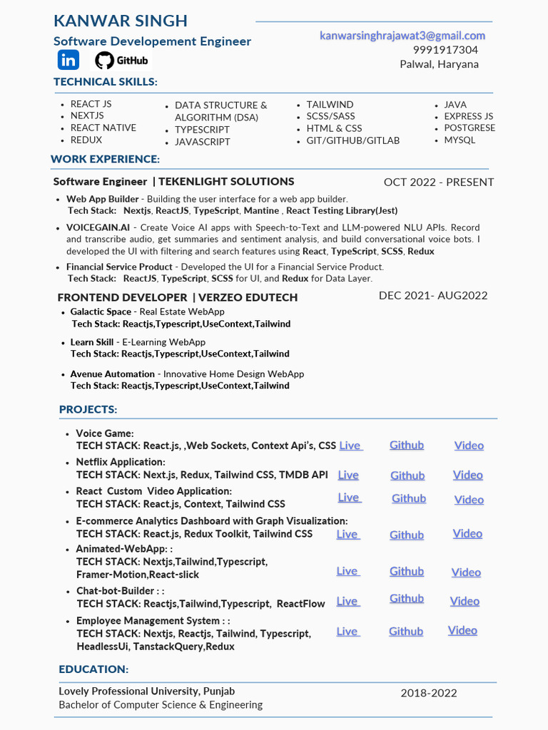 Kanwar Singh SDE Resume | PDF | Computing | Software Engineering
