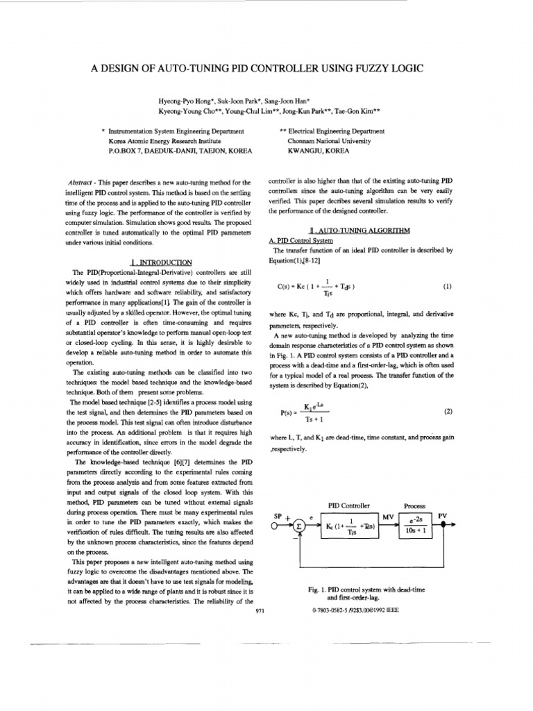 Fuzzy Logic Auto-Tuning PID Controller | PDF | Control Theory ...