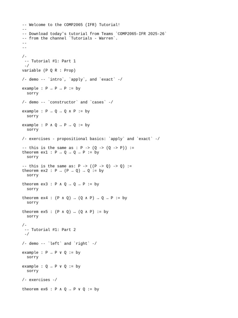 COMP2065 IFR Tutorial Exercises | PDF