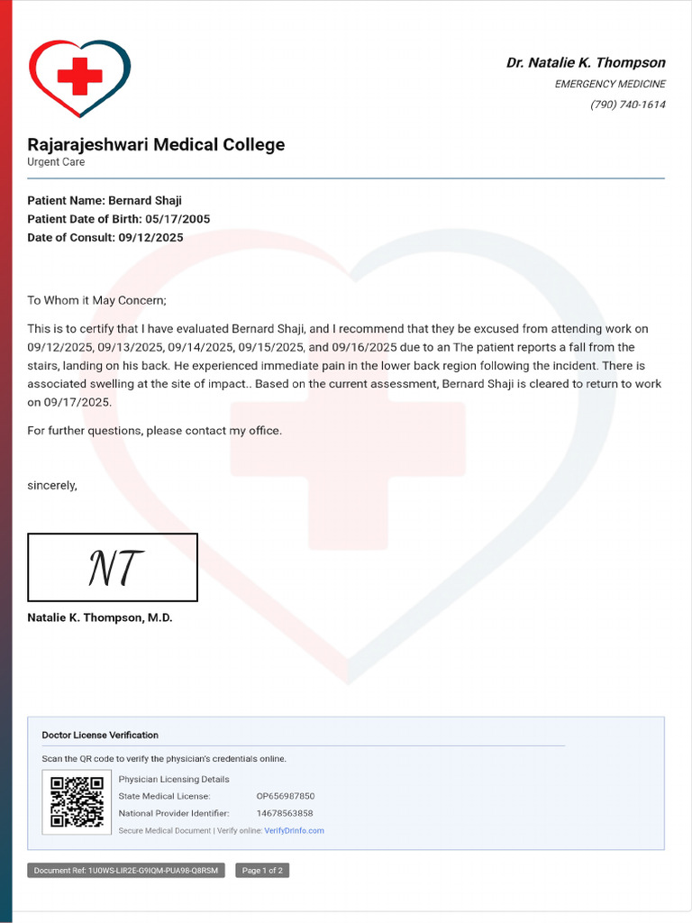 Doctor Note With Signature | PDF
